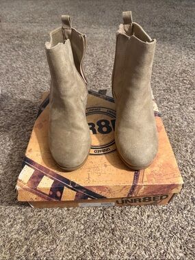 UNR8ED Taupe Suede Ankle Booties with Side Zip